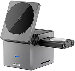 Беспроводная док-станция WIWU Wi-W030 15w 3-in-1 wireless charger black - фото Беспроводная док-станция WIWU Wi-W030 15w 3-in-1 wireless charger black