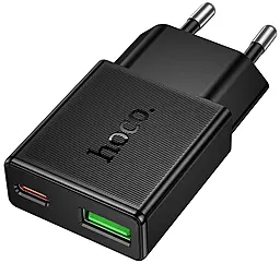 Сетевое зарядное устройство Hoco N73 20w PD USB-C/USB-A ports charegr black - фото Сетевое зарядное устройство Hoco N73 20w PD USB-C/USB-A ports charegr black