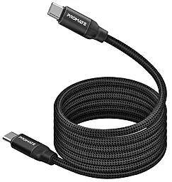 Кабель Promate USB Type-C - Type-C 60w 3a 1.2м PD cable Black (springy.Black)