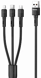 Універсальний кабель Remax RC-C120 Leya Series 3-in-1 USB-A to Type-C/Lightning/micro USB 66w 6a 1.2m cable Black
