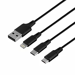 Універсальний кабель Remax RC-189 3-in-1 USB-A to Type-C/Lightning/micro USB 15w 3.1a 1м сable Black - фото Універсальний кабель Remax RC-189 3-in-1 USB-A to Type-C/Lightning/micro USB 15w 3.1a 1м сable Black