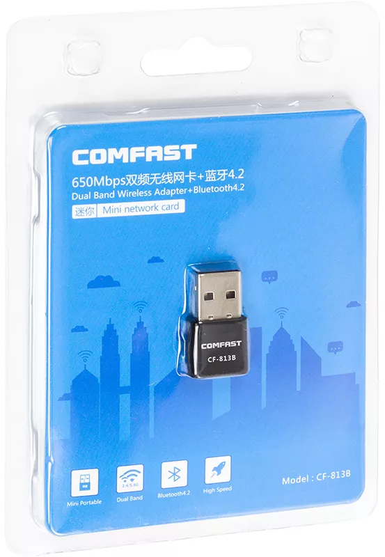 Блютуз-адаптер Comfast 650 Мбит/с 2.4 ГГц 5ГГц Black (CF-813B) - фото 4