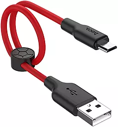 Кабель USB Hoco X21 Plus Silicone 0.25M micro USB Cable Black/Red - миниатюра 4