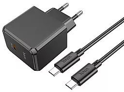 Мережевий зарядний пристрій Hoco CS13A 20w PD USB-C + USB-C to USB-C cable home charger black