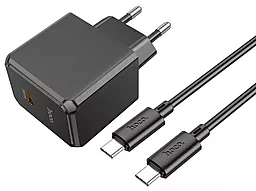 Мережевий зарядний пристрій Hoco CS13A 20w PD USB-C fast charger + USB-C to USB-C cable black