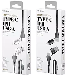 USB Кабель WK WDC-112 18w 3a 4-in-1 USB-A/Type-C - Type-C/Lightning cable silver (6941027619254) - мініатюра 2