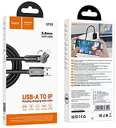 Кабель USB Hoco U118 12w 2.4a 1.2m Lightning cable black - миниатюра 6