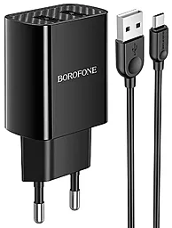 Мережевий зарядний пристрій Borofone BA53A Powerway 2.1a 2xUSB-A ports charger + USB-C cable black