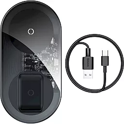 Беспроводное (индукционное) зарядное устройство с быстрой QI зарядкой Baseus Simple Pro Edition Transparent 2-in-1 15w wireless charger black (wXJK-CA02) - фото Беспроводное (индукционное) зарядное устройство с быстрой QI зарядкой Baseus Simple Pro Edition Transparent 2-in-1 15w wireless charger black (wXJK-CA02)