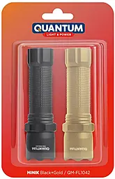 Комплект аккумуляторных фонарей Quantum Minik 3W LED с USB Black-Gold (QM-FL1042) 2 шт./уп - фото Комплект аккумуляторных фонарей Quantum Minik 3W LED с USB Black-Gold (QM-FL1042) 2 шт./уп