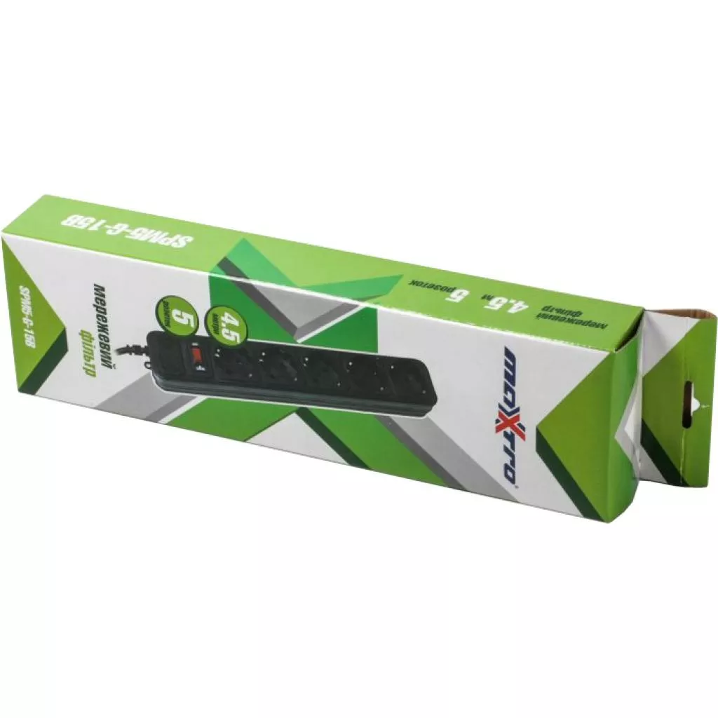 Сетевой фильтр (удлинитель) Maxxter SPM5-G-15B чёрный - фото 2