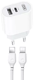 Сетевое зарядное устройство XO L97 2.4a USB-C/USB-A ports charger + USB-C to Lightning cable white - фото Сетевое зарядное устройство XO L97 2.4a USB-C/USB-A ports charger + USB-C to Lightning cable white