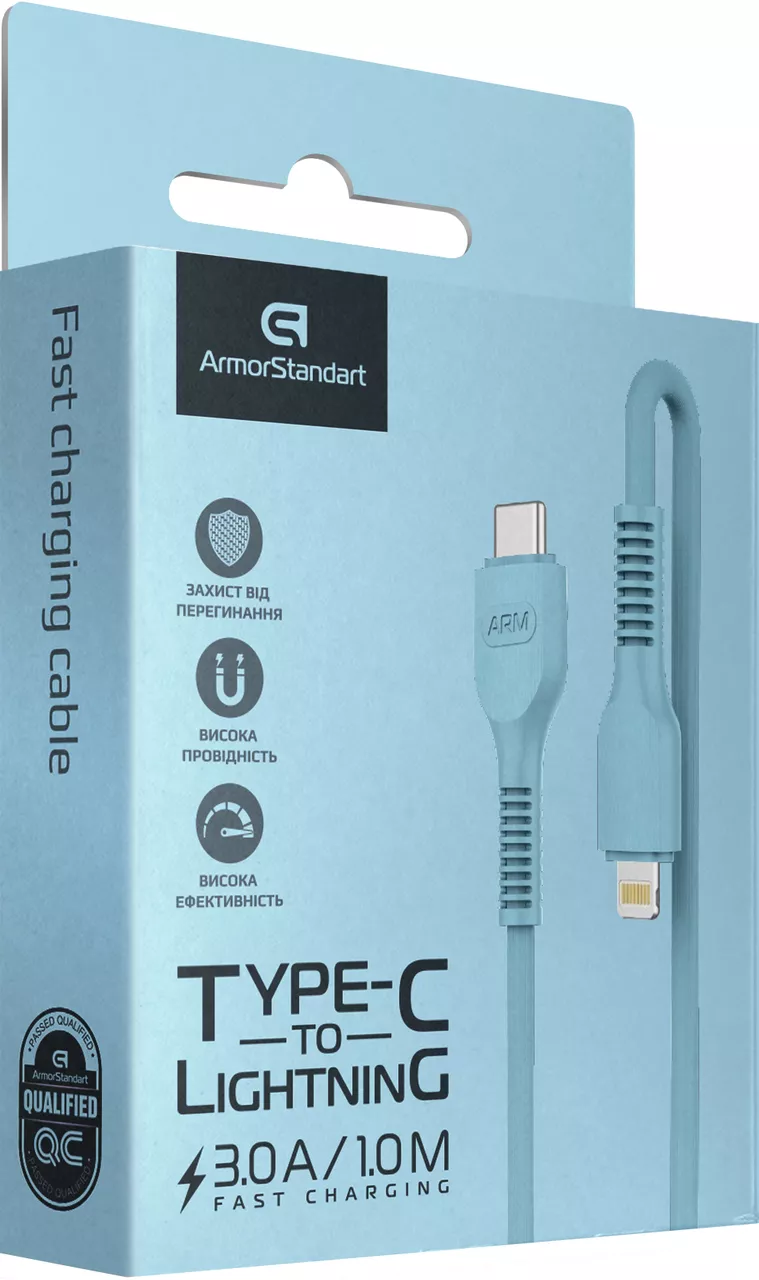 Кабель ArmorStandart USB Type-C - Lightning 18w 3a 1м PD сable Blue (ARM65288) - фото 2