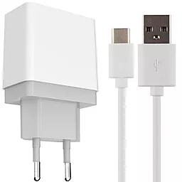 Мережевий зарядний пристрій GOLF Travel charger + Type-C Cable White (GF-U2)