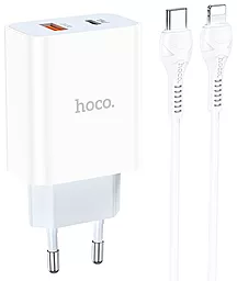 Сетевое зарядное устройство Hoco C97A 20w PD USB-C/USB-A ports charger + USB-C to Lightning cable white - фото Сетевое зарядное устройство Hoco C97A 20w PD USB-C/USB-A ports charger + USB-C to Lightning cable white