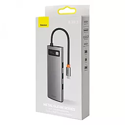 USB Type-C концентратор (хаб) мультипортовий Baseus Metal Gleam Series 8-in-1 Type-C Gray (CAHUB-CV0G) - мініатюра 4
