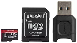 Карта памяти Kingston microSDXC 256GB Canvas React Plus Class 10 UHS-II U3 V90 A1 + SD-адаптер (MLPMR2/256GB)