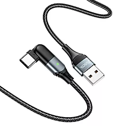 USB PD Кабель Hoco U100 Orbit 1.2M 3A USB Type-C Cable Black
