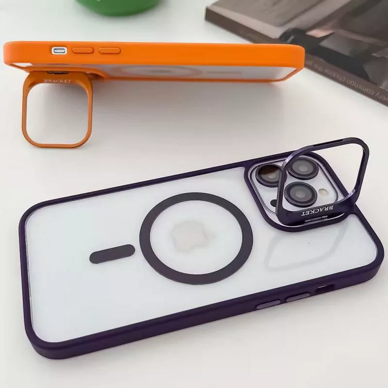 Чехол 1TOUCH Bracket Clear Camera Lens with MagSafe для Apple iPhone 14 Orange - фото 7