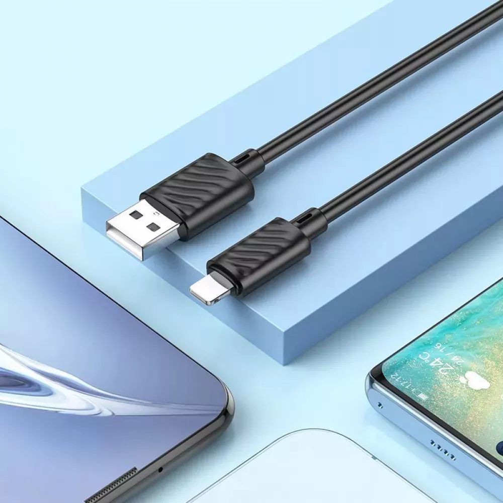 Кабель Hoco X88 Gratified USB-A - Lightning 12w 2.4a 1м cable Black - фото 5