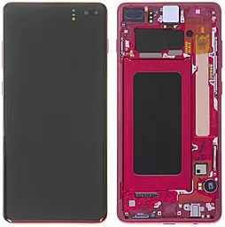 Дисплей Samsung Galaxy S10 Plus G975 з тачскріном і рамкою, сервісний оригінал, Cardinal Red