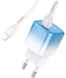 Сетевое зарядное устройство Hoco C101A Single Port PD20W + USB Type-C - Lightning Cable Ice Blue - миниатюра 4