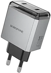 Сетевое зарядное устройство Borofone BN21 40w GaN PD 2XUSB-C ports charger black - фото Сетевое зарядное устройство Borofone BN21 40w GaN PD 2XUSB-C ports charger black