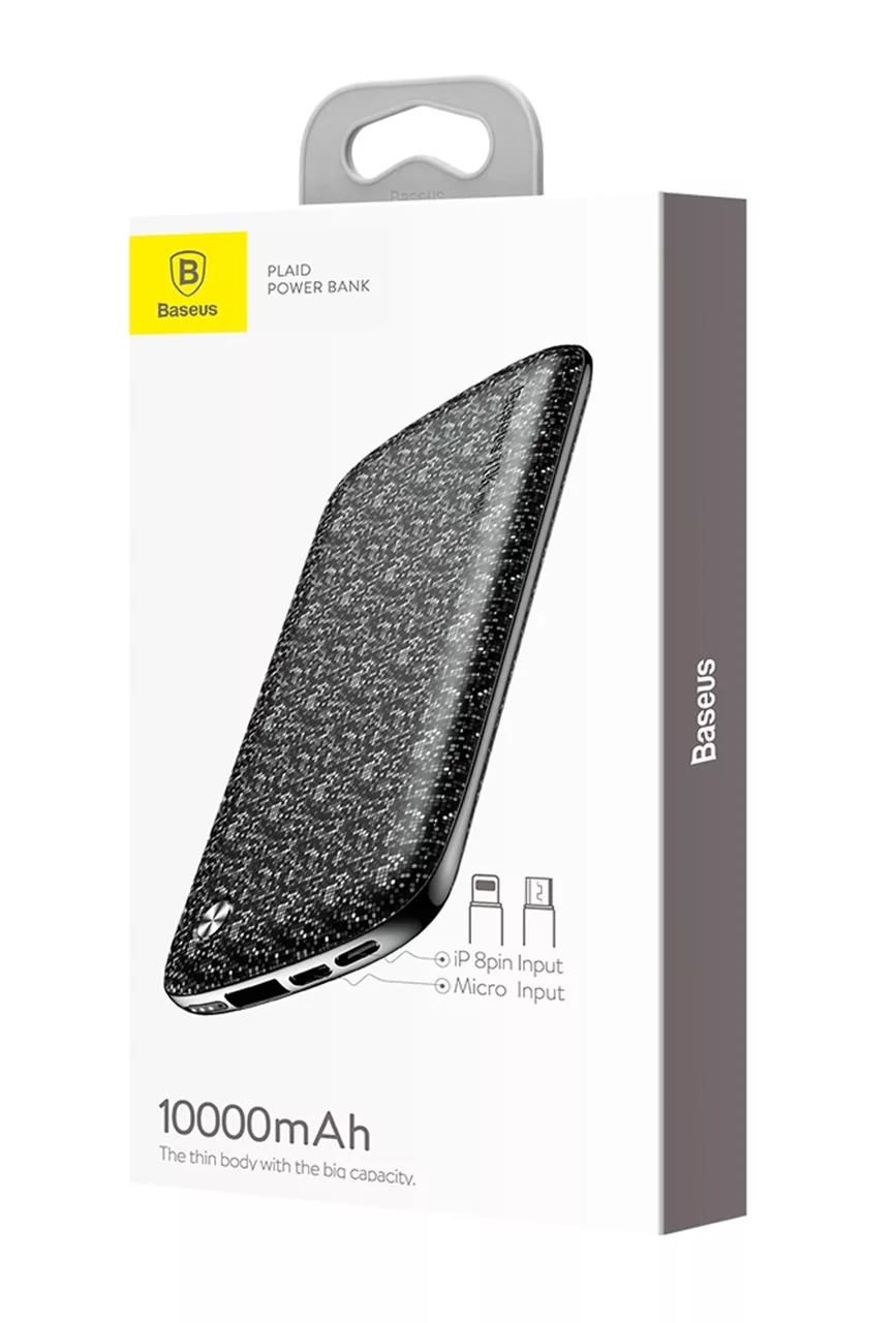 Повербанк Baseus Plaid 10000mAh Black (PPALL-GZ01) - фото 4