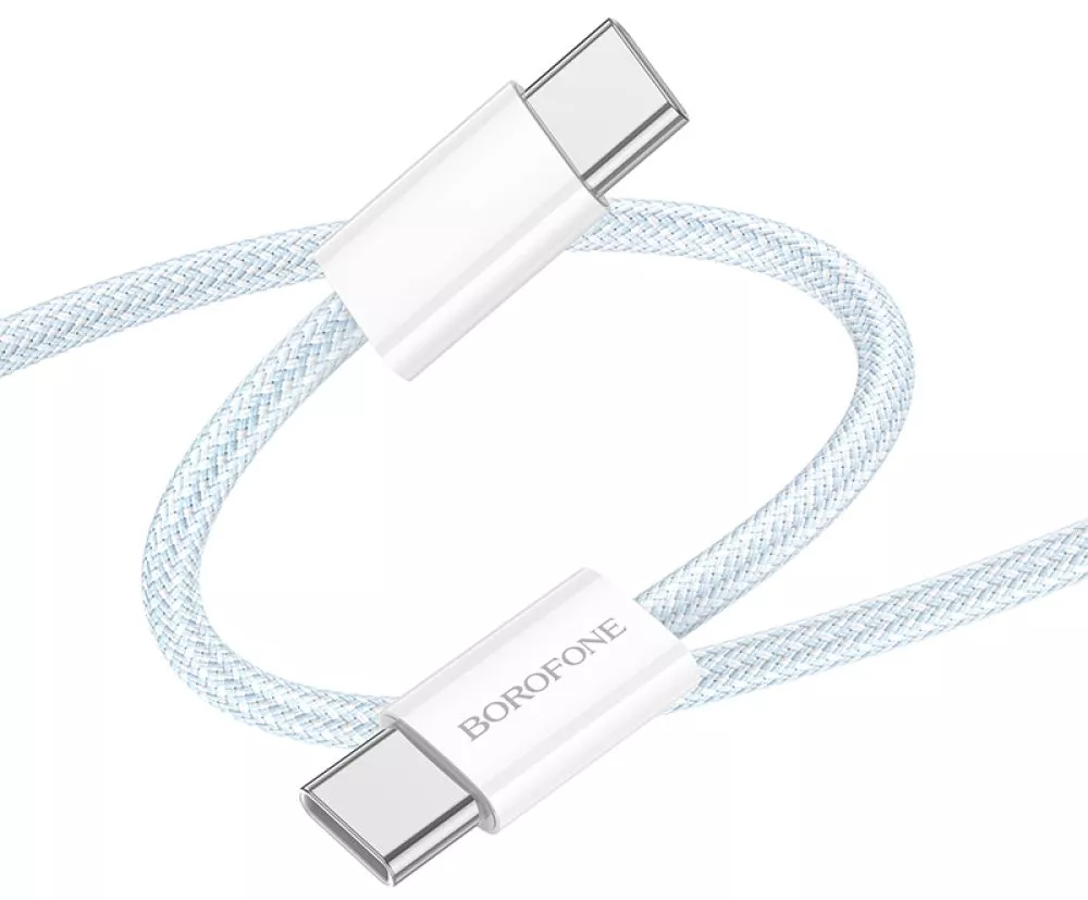 Кабель Borofone BX103 Original USB Type-C - Type-C 60w 3a 1м PD cable White - фото 2