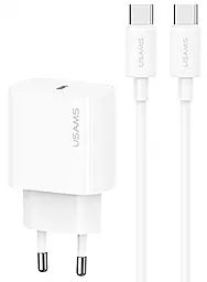Мережевий зарядний пристрій Usams Kit-Yi 20w PD USB-C fast charger + USB-C to USB-C cable white (OYXLTZ01) - фото Мережевий зарядний пристрій Usams Kit-Yi 20w PD USB-C fast charger + USB-C to USB-C cable white (OYXLTZ01)