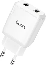 Сетевое зарядное устройство Hoco N7 2.1a 2xUSB-A ports charger white