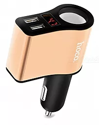 Автомобильное зарядное устройство Hoco 2 USB Car charger 2.1А+LCD Black (Z10)