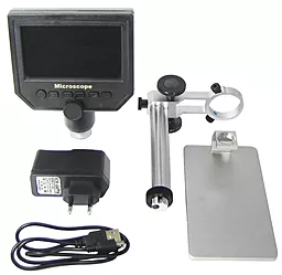 Мікроскоп цифровий з монітором 4.3" і штативом G600+ 600x 20-120 мм microSD 16Gb - мініатюра 2