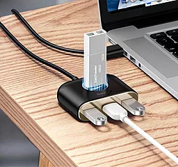 USB хаб Baseus Square Round 4 in 1 Adapter Type-C to USB3.0x1+USB2.0x3 0.17M Black (CAHUB-BY01) - миниатюра 7