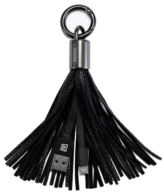Кабель Remax Tassels Ring USB-A - micro USB 12w 2.4a 0.2м cable Black (RC-053m) - фото 2