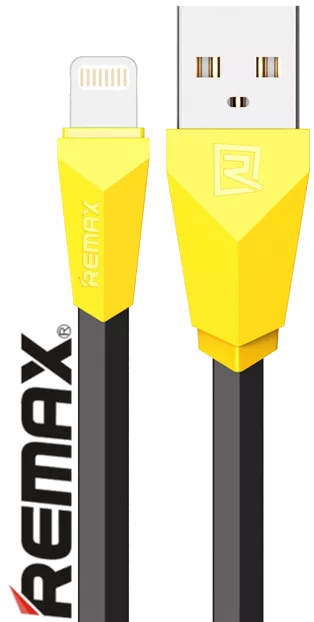 Кабель Remax Alien USB-A - Lightning 12w 2.4a 1м cable Yellow/Black (RC-30i) - фото 1