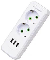 Сетевой фильтр (удлинитель) Voltronic F102-White 2500w 10a 2 розетки 3xUSB-A с выключателем белый - фото Сетевой фильтр (удлинитель) Voltronic F102-White 2500w 10a 2 розетки 3xUSB-A с выключателем белый