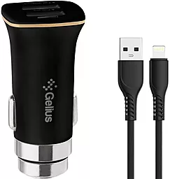 Автомобильное зарядное устройство Gelius GP-CC01 Pro Apollo 15.5w 2xUSB-A ports charger + Lightning cable black - фото Автомобильное зарядное устройство Gelius GP-CC01 Pro Apollo 15.5w 2xUSB-A ports charger + Lightning cable black