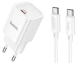 Сетевое зарядное устройство Hoco C148A 30w PD USB-C ports charger + USB-C to USB-C cable white - фото Сетевое зарядное устройство Hoco C148A 30w PD USB-C ports charger + USB-C to USB-C cable white