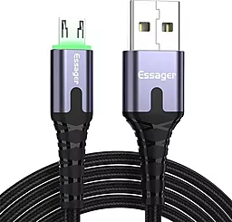 USB Кабель Essager LED Light 12w 2.4A 2m micro USB cable black (EXCM-XGA0G)