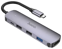 Мультипортовый USB Type-C хаб Hoco HB27 5-Iin-1 Hub gray