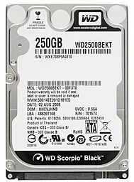 Жорсткий диск для ноутбука  2.5" SATA 2 250Gb Scorpio Black 7200rpm (WD2500BEKT)