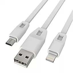 Універсальний кабель Drobak 2-in-1 USB-A to Lightning/micro USB 12w 2.4a 1м cable White - фото Універсальний кабель Drobak 2-in-1 USB-A to Lightning/micro USB 12w 2.4a 1м cable White