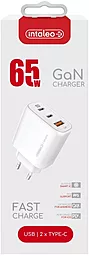 Мережевий зарядний пристрій Intaleo 30w GaN PD/QC 2xUSB-C/USB-A ports home charger white (TCG30GAN) - мініатюра 3