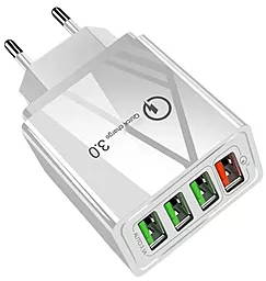 Сетевое зарядное устройство с быстрой зарядкой Puluz 30w QC3.0 4xUSB-A ports home charger white (SYA001060401B) - миниатюра 3