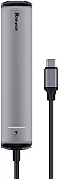 Мультипортовый USB Type-C хаб Baseus Mechanical Eye 6 in 1 USB-C USB3.0x3 + HDMI + RJ45 + USB-C PD Ethernet Grey (CAHUB-J0G) - миниатюра 4