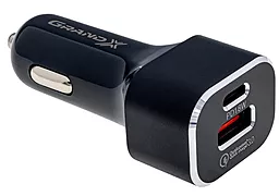 Автомобільний зарядний пристрій з швидкою зарядкою Grand-X 36w PD3.0/QC3.0 USB-C/USB-A ports home charger black (CH-29)