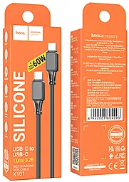 Кабель Hoco X101 silicone USB Type-C - Type-C 60w 3a 1м PD cable Black - миниатюра 6 Кабель Hoco X101 silicone USB Type-C - Type-C 60w 3a 1м PD cable Black - миниатюра 6
