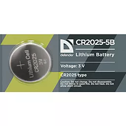 Батарейки Defender CR2025 (в блістері 5 штук) 3 V