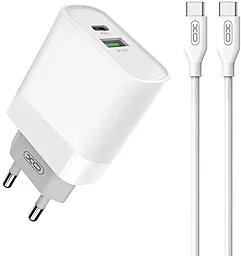 Мережевий зарядний пристрій XO L81A 20w PD USB-C/USB-A ports charger + USB-C to USB-C cable white